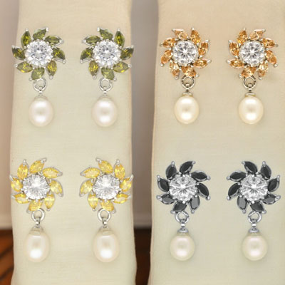 "Flora Combo Of 4 Pair Earrings - JPER-23-911 - Click here to View more details about this Product